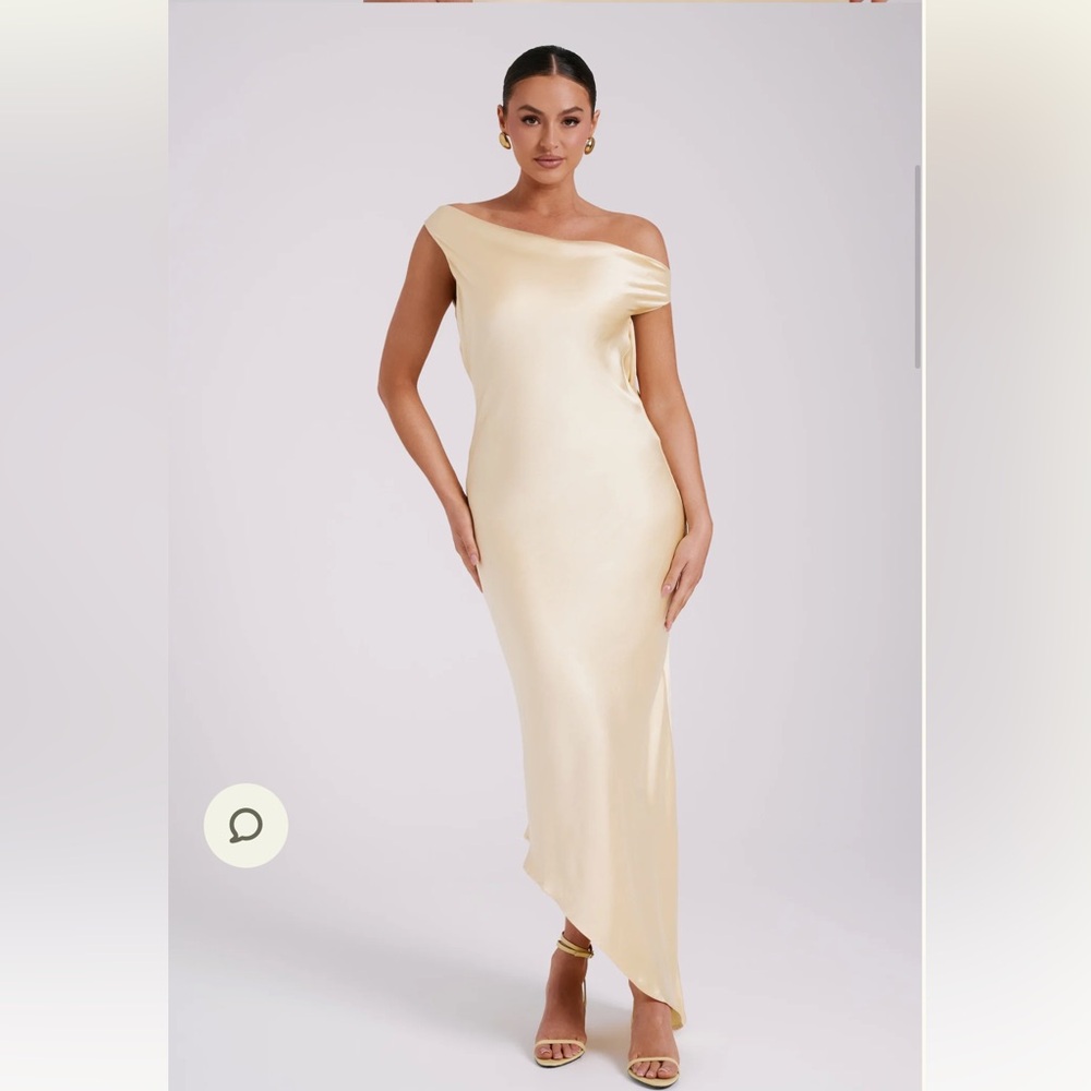 Meshki Yvette Slip Maxi Dress With Asymmetrical Hem - Butter Yellow